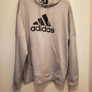 Adidas MEN SIZE XL Gray Sweatshirt Classic Logo Pullover Hoodie